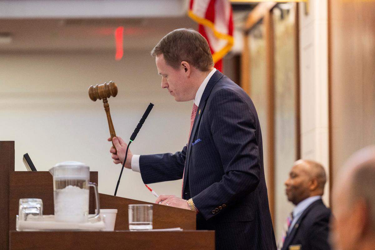Newly elected House Speaker Destin Hall gavels out the North Carolina General Assembly’s first 2025 legislative session on Wednesday, Jan. 8, 2025, at the Legislative Building.
