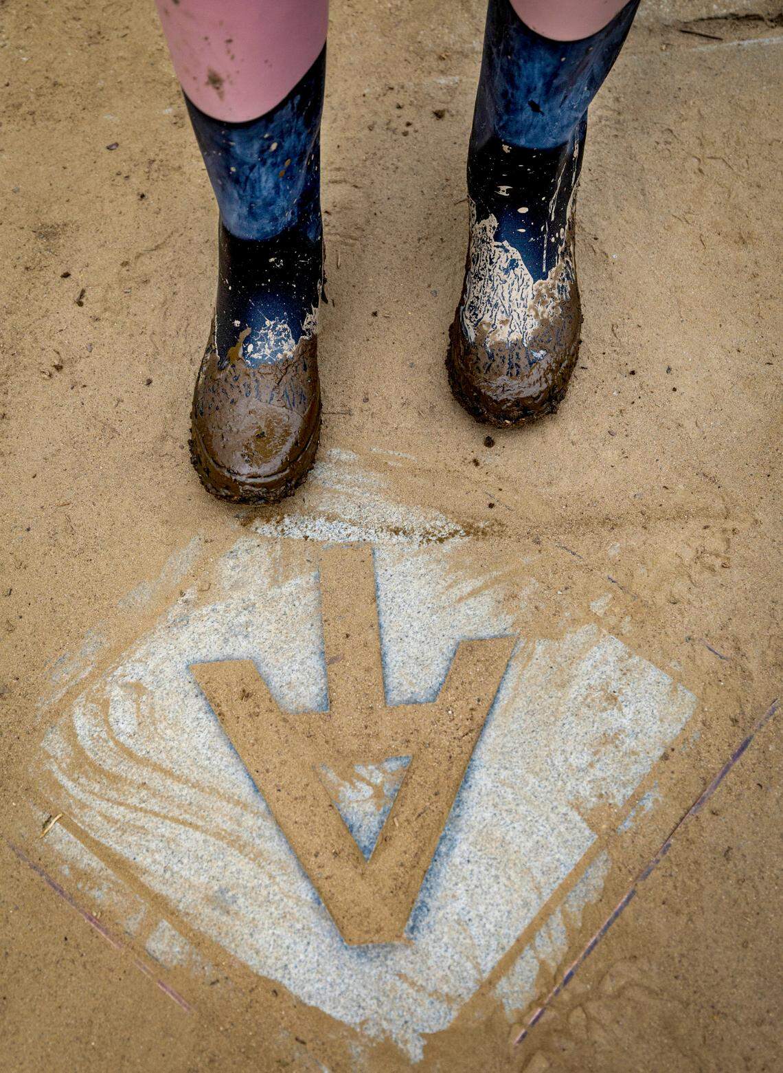 A marker for the Appalachian Trail which passes through downtown Hot Springs, N.C. is covered with sand from flood waters from Hurricane Helen on Friday, October 4, 2024.