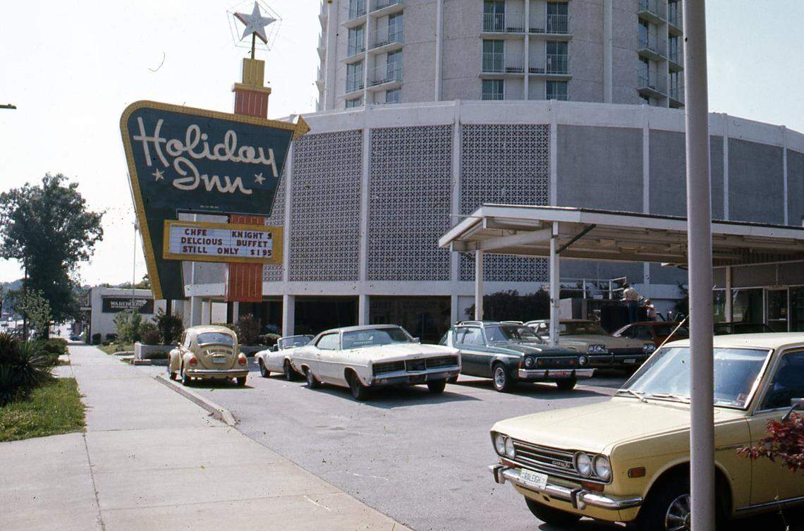 A photo of the Holiday Inn, 320 Hillsborough Street in Raleigh, circa 1974.