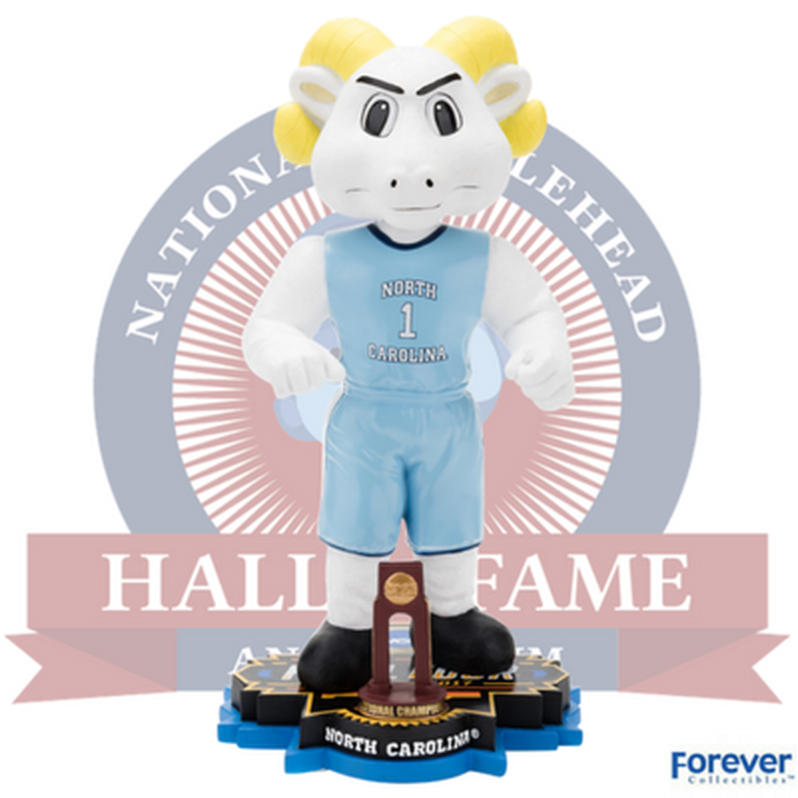 Rameses, the UNC mascot, shown as an 8-inch figurine created by the National Bobblehead Museum and Hall of Fame in Milwaukee.
