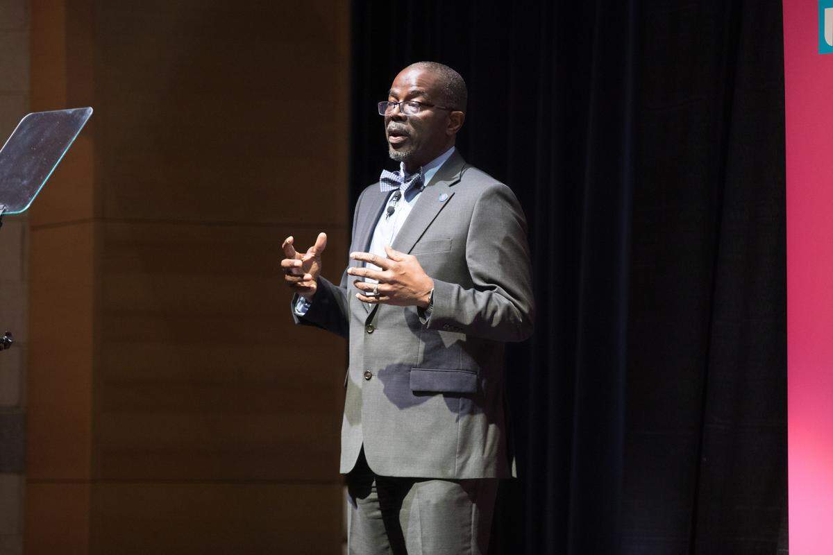 Wake County Superintendent Robert Taylor gives his State of the Schools speech at Southeast Raleigh High School on March 20, 2026.