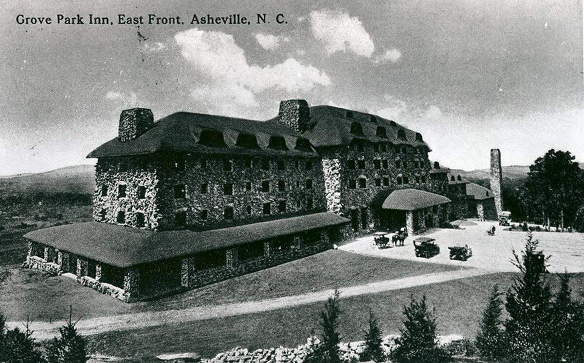 The Grove Park Inn in Asheville appears in this postcard from 1912 or 1913. Guests at the inn have claimed it’s haunted by The Pink Lady, a former guest who appears as a pink mist or wearing a pink ball gown.