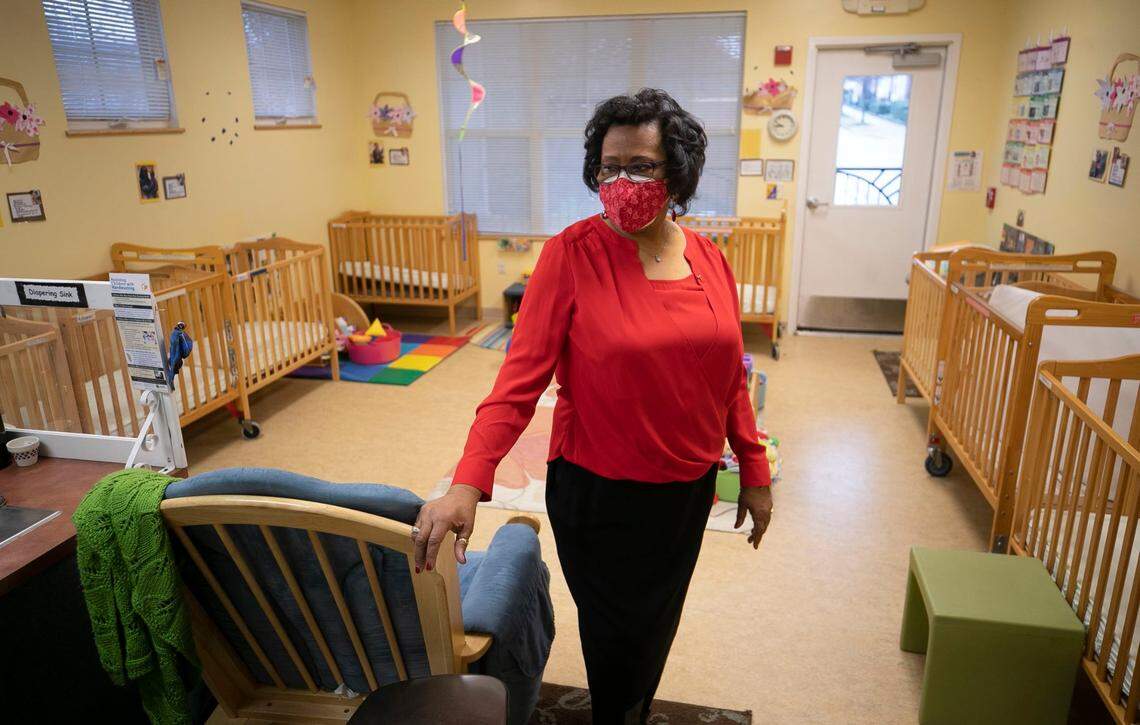 Brenda Sanders, executive director of the Raleigh Nursery School, in the nursery at the school on Friday, February 5, 2021 in Raleigh, N.C. The Raleigh Nursery School celebrated their 70th anniversary in 2019. The school which serves age six weeks to age eight been closed for nearly one year due to the COVID-19 pandemic.