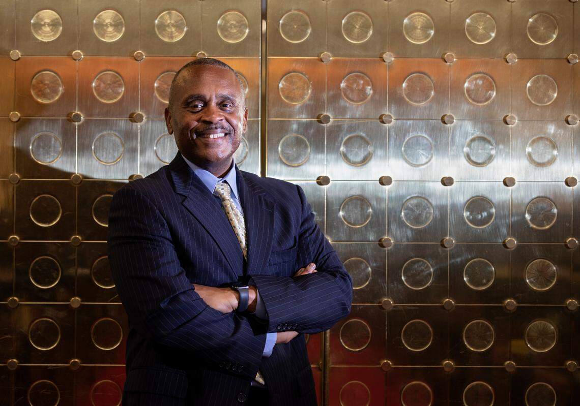 North Carolina House Democratic Leader Rep. Robert Reives is photographed in the House chambers on Monday, Sept. 19, 2022, in Raleigh, N.C.