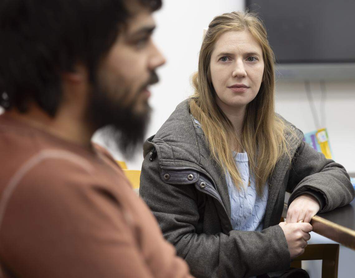 Tommy and Blair Seelinger, have three children who attend St. Catherine of Siena Catholic School.  They discuss the benefits of North Carolina’s opportunity scholarship program, during an interview on Thursday, Feb. 12, 2026, in Wake Forest.