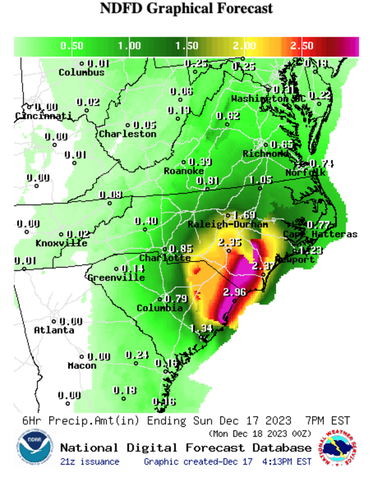North Carolina could get record rainfall this weekend as a storm system moves up the East Coast.