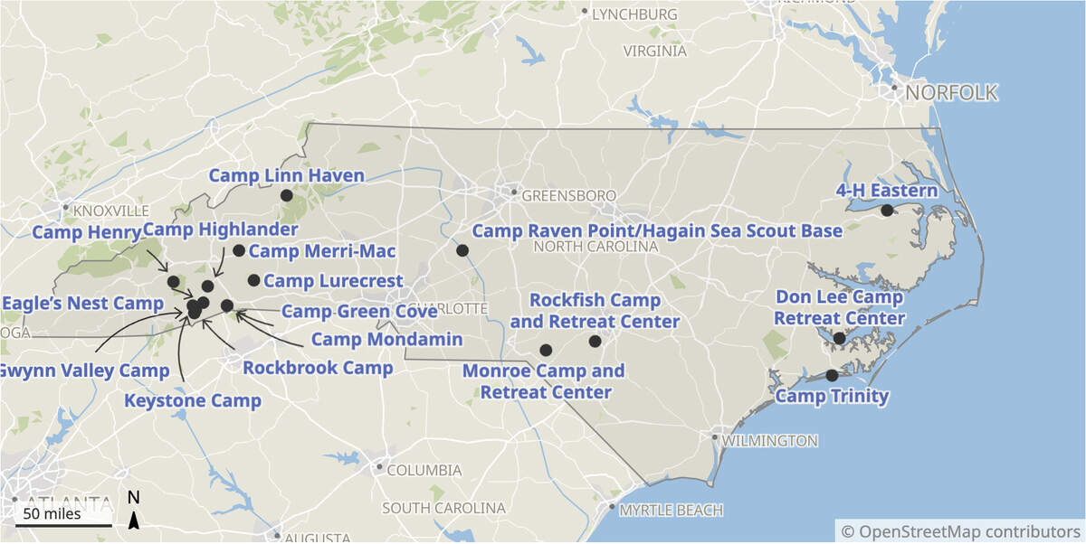 Most of North Carolina’s youth camps are relatively safe from flooding. But of 87 camps reviewed, The News & Observer found 18 which are in or very near special flood hazard areas, according to the state’s Flood Risk Information System, a collaboration between FEMA and the state.