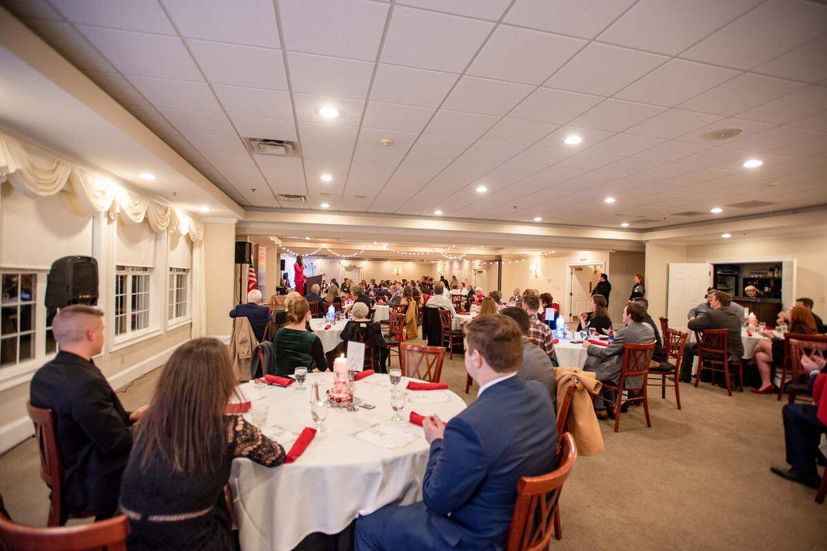 The North Carolina Federation of Young Republicans hold a holiday awards dinner Dec. 18, 2020, in Carthage, North Carolina.