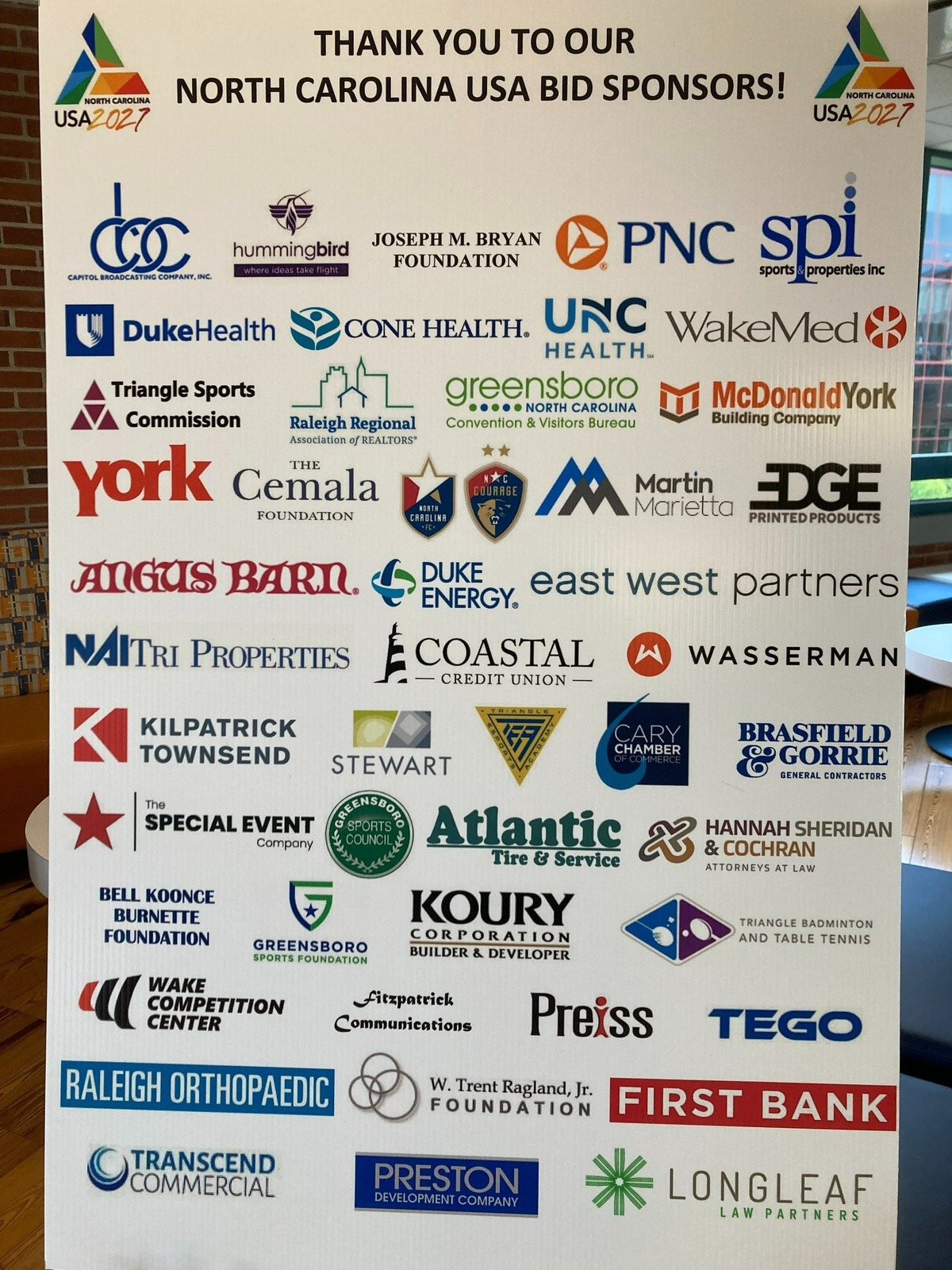Local businesses have been offering support as the Triangle and North Carolina bid to host the 2027 Summer World University Games.