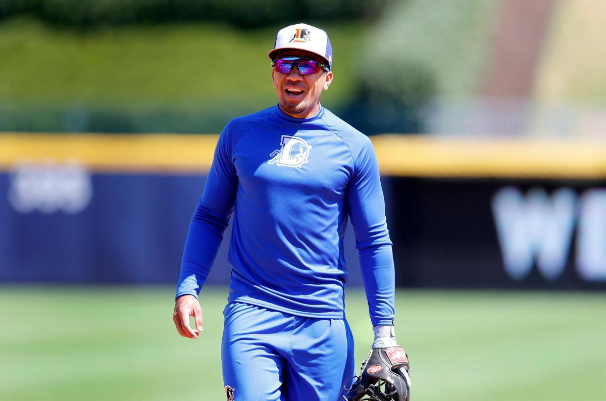The Durham Bulls’ Kean Wong laughs during practice at Durham Bulls Athletic Park in Durham, N.C., Wednesday, April 3, 2019.