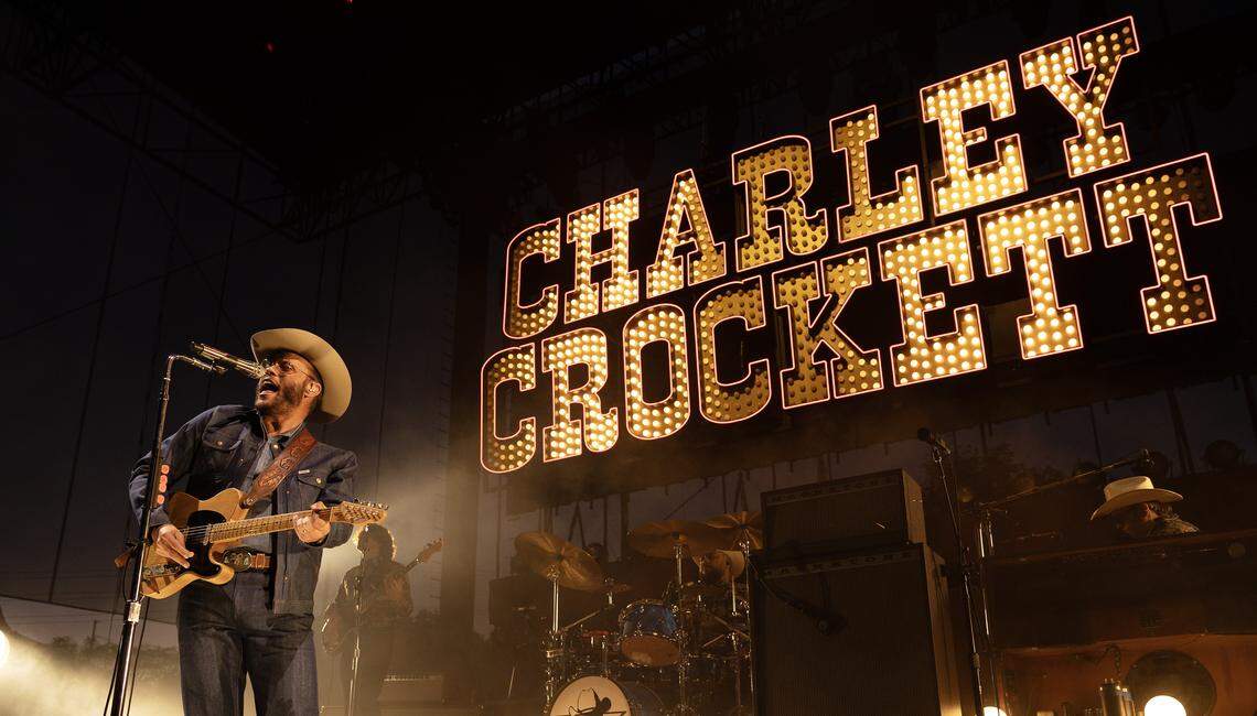 Charley Crockett brings his special brand of cowboy and Texas swing in concert at Red Hat Amphitheater in Raleigh, N.C., Friday night, Sept. 12, 2025.