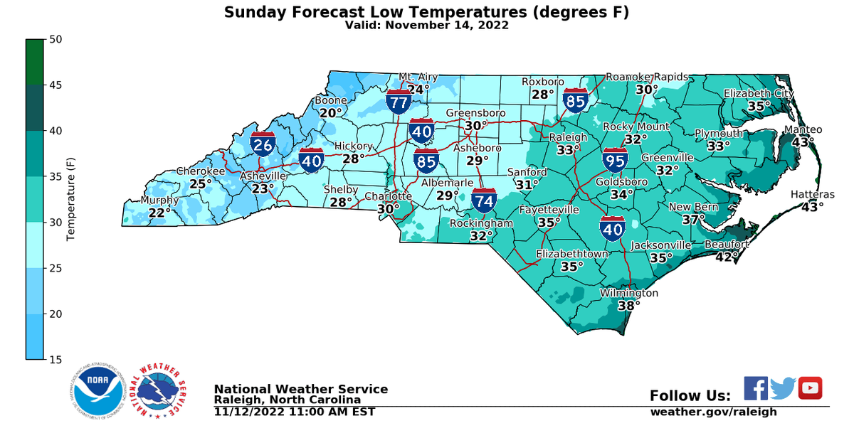 With the departure of Tropical Depression Nicole, temperatures are expected to plummet across North Carolina.