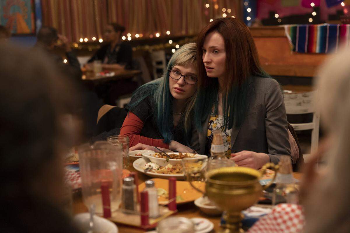 Odessa Young as Martha Ratliff and Sophie Turner as Margaret Ratliff in the HBO Max series “The Staircase.”