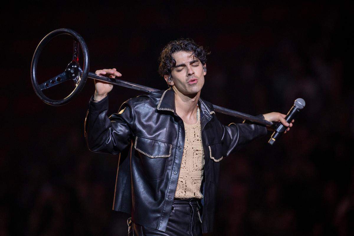 Joe Jonas performs during the Jonas Brothers’ “Five Albums, One Night” tour stop at the PNC Arena on Thursday, September 28, 2023 in Raleigh, N.C.