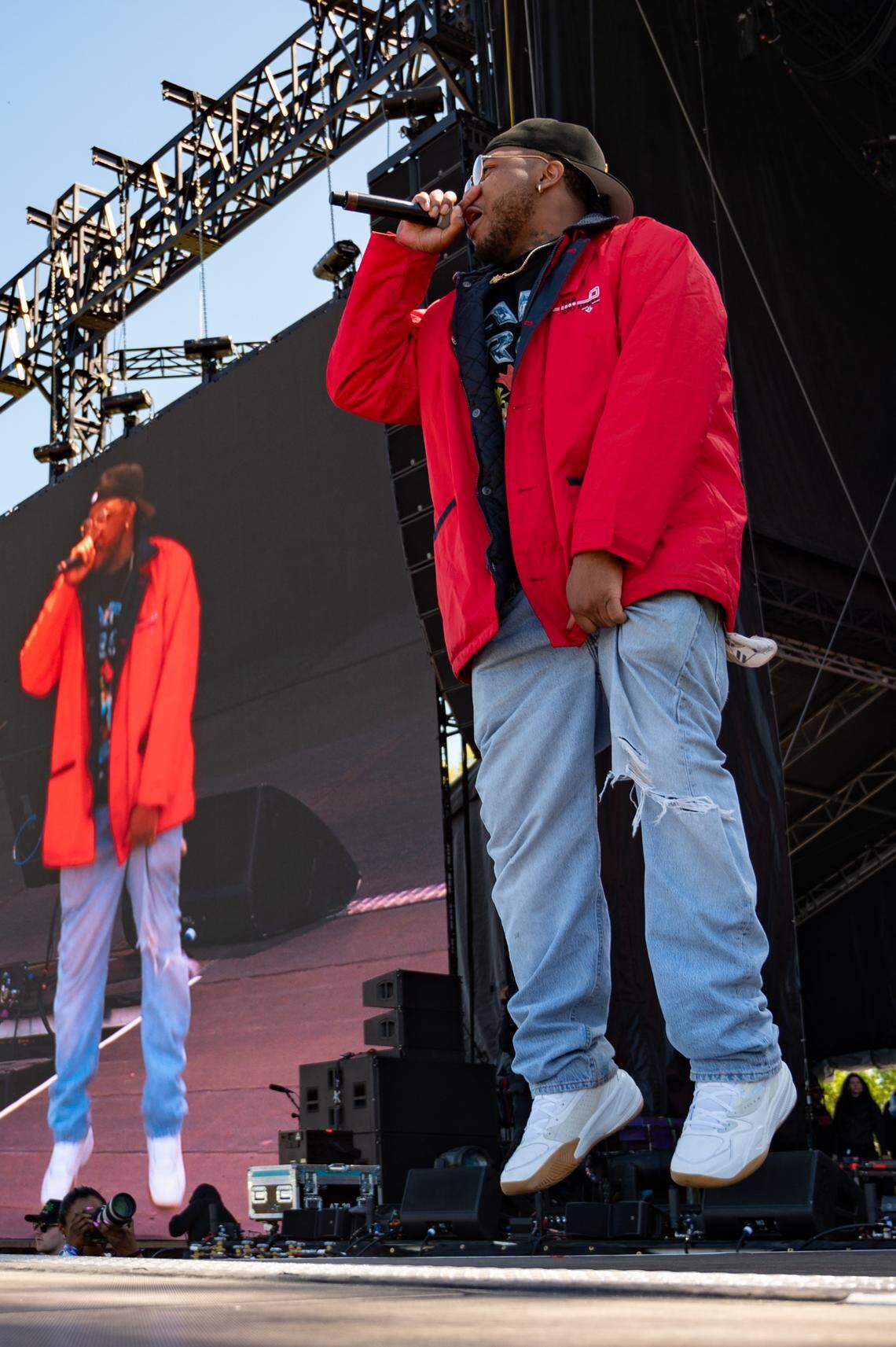 Cozz performs at the second day of the Dreamville music festival at Dix Park in Raleigh, N.C. on Sunday, April 7, 2024.
