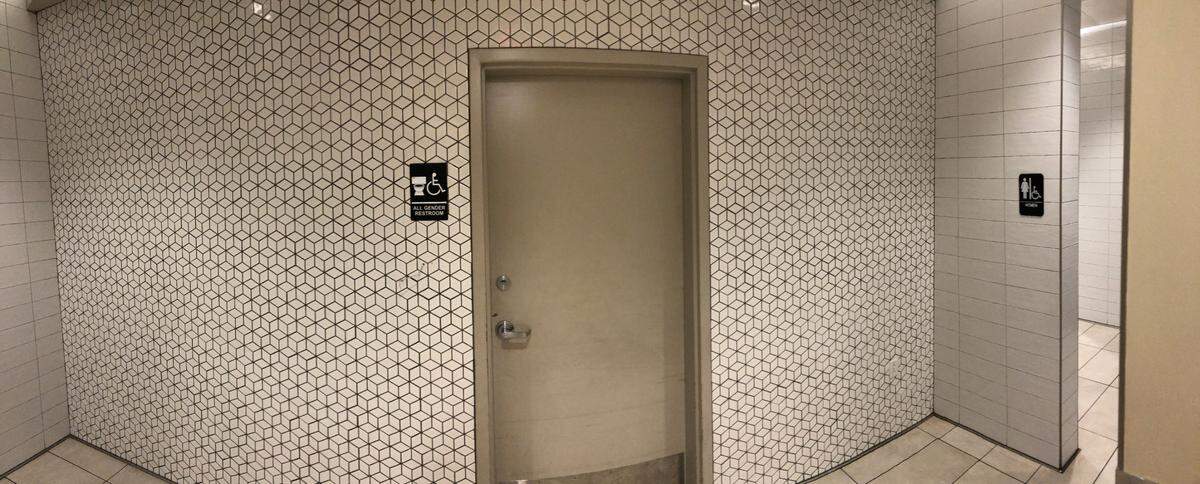 An all gender restroom available to shoppers at Crabtree Valley Mall in Raleigh, N.C. The bathroom no longer has a security camera or buzzer, and can be used by anyone.