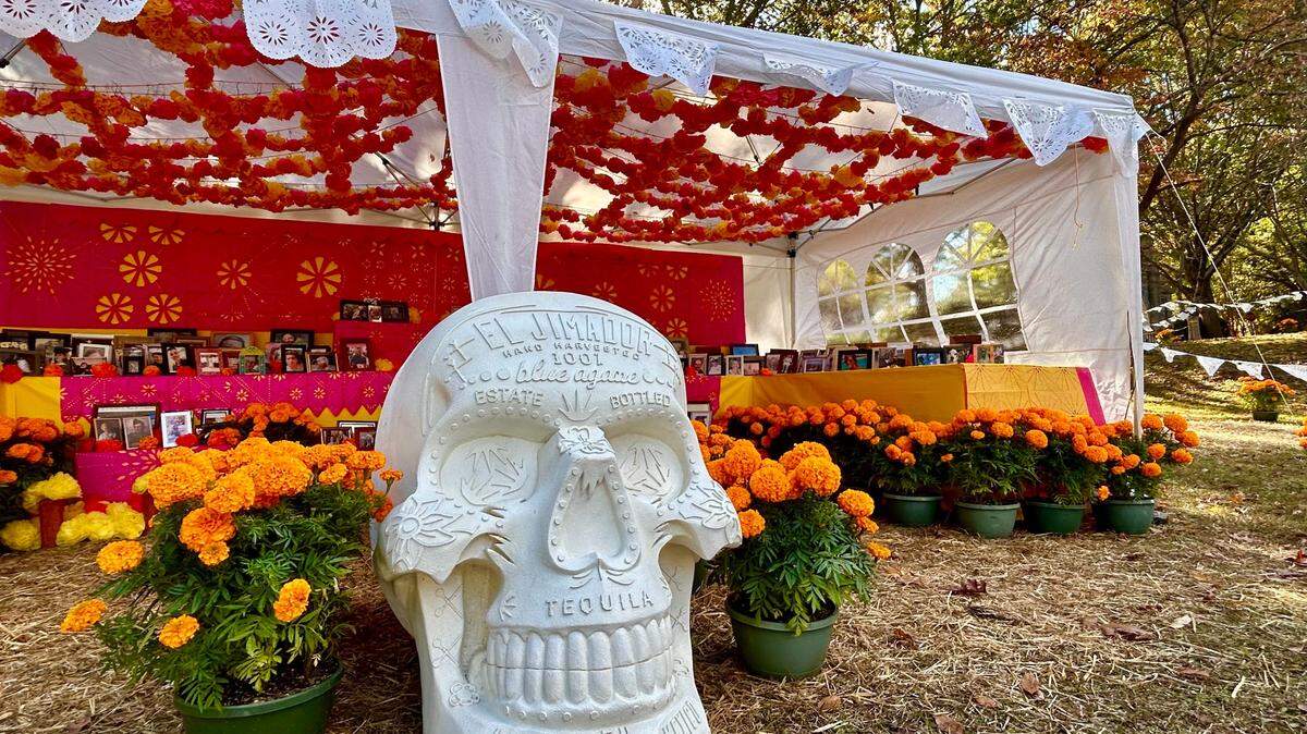 An ofrenda for the public in progress at the Historic Oakwood cemetery in Raleigh on Friday, October 27th, 2023.