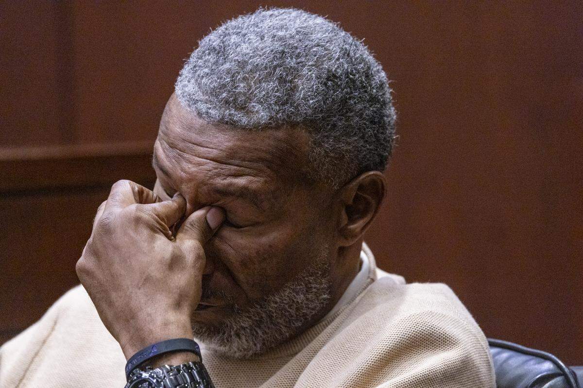 “Austin’s actions have broken me,” Tracey Howard says as he recalls his murdered wife, Nicole Connors, while he testifies during the sentencing hearing for Austin Thompson, 18, in Wake County Superior Court on Tuesday, Feb. 3, 2026. Thompson previously pleaded guilty in the 2022 Hedingham neighborhood mass shooting.