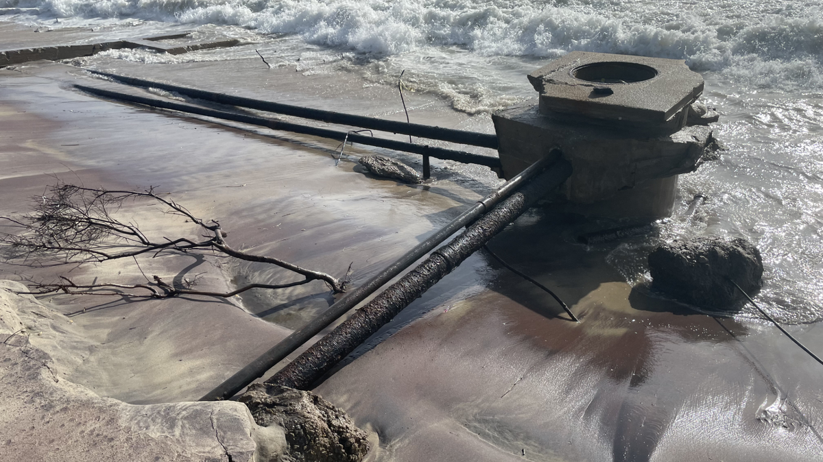Petroleum and mysterious sections of a 1950s Cold War U.S. Navy base have emerged from the beach near Buxton, NC, on the Outer Banks.