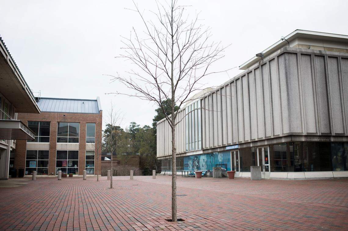 The area around The Pit at UNC-Chapel Hill, pictured here on Tuesday, March 24, 2020, is calm and quiet in the absence of students and faculty.