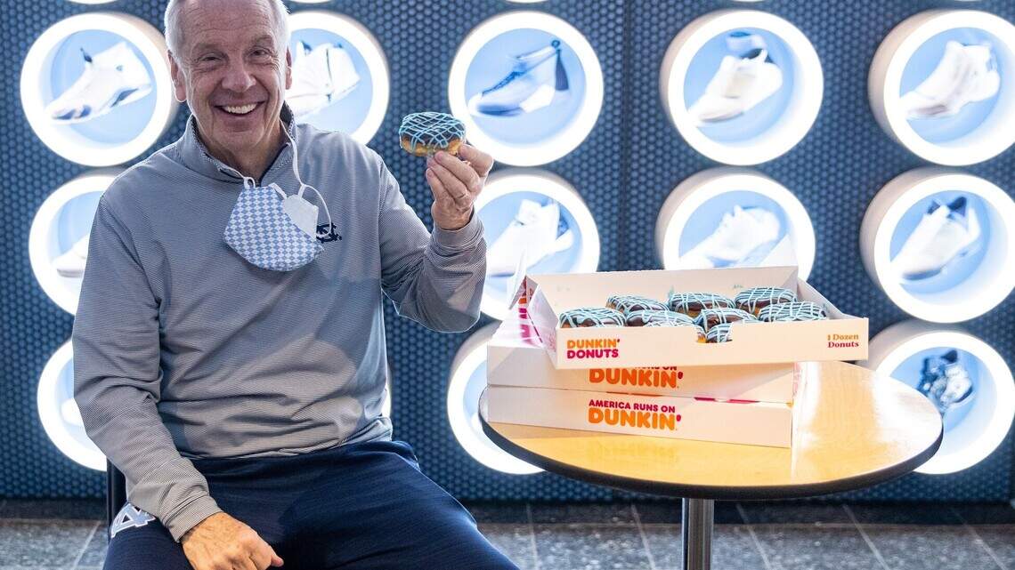 It might not help UNC’s tournament resume, but Roy Williams has his own daggum doughnut