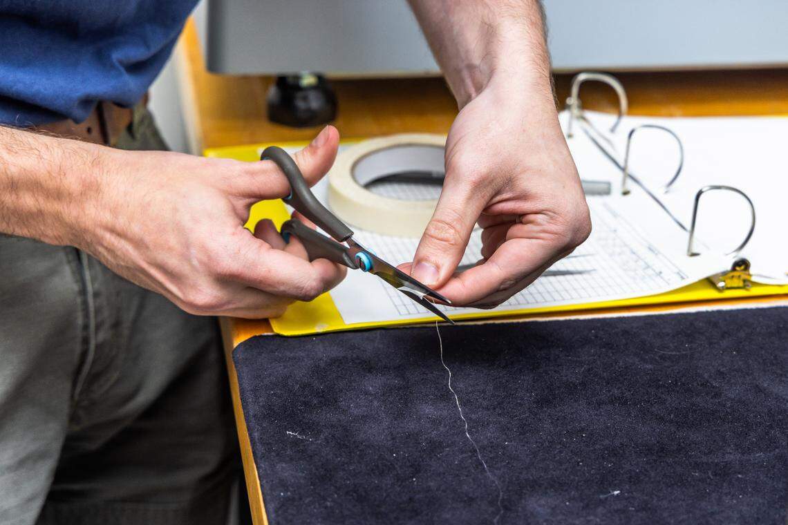 Mike Keating, a research specialist for the Nonwoven Institute at North Carolina State University, works on fabric research and development through the school’s partnership with Under Armour.