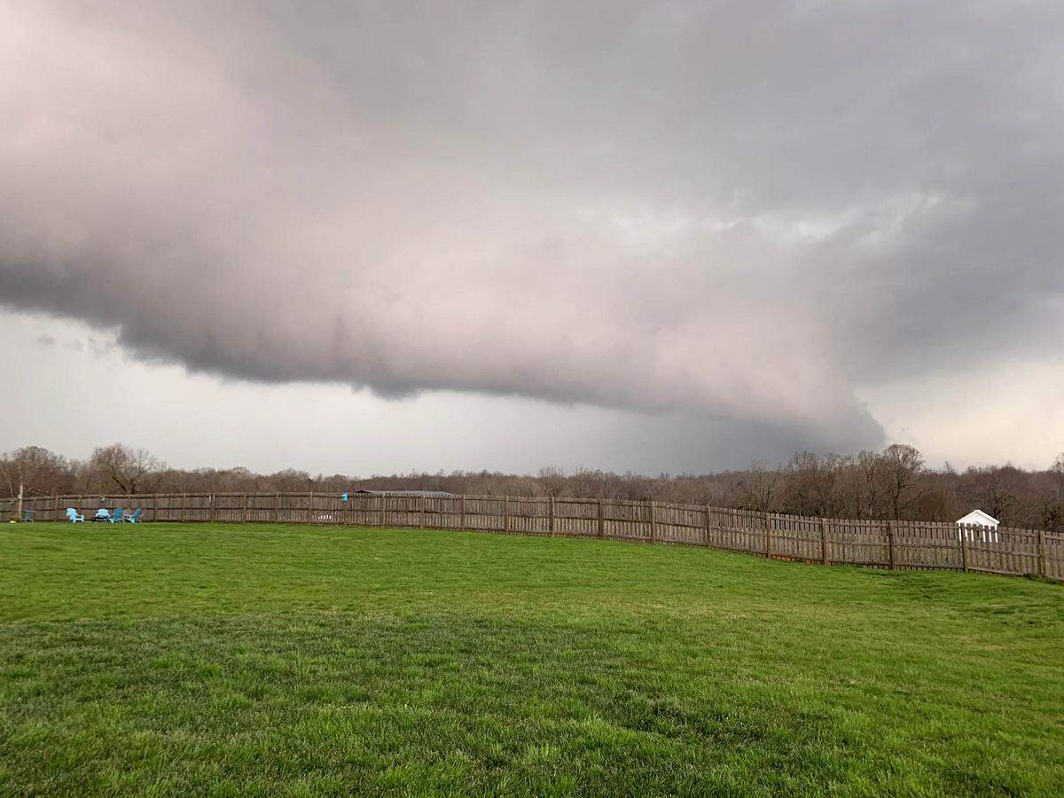 Ominous storm clouds near Mebane, North Carolina Thursday evening, March 18, 2021. Damage from a fast moving storm front was reported in the area.