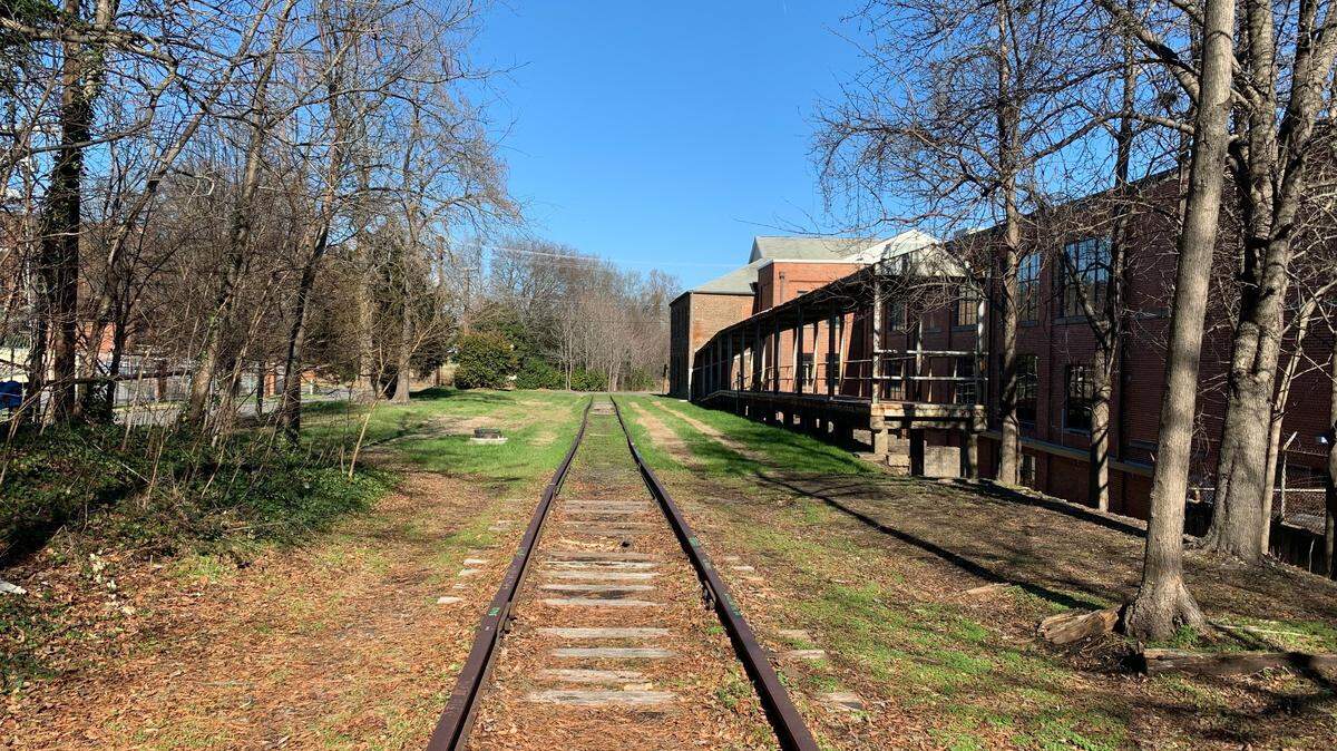 A section of the old Durham Belt Line, near Fuller Street in downtown Durham. The old freight rail line is being turned into the Durham Rail Trail.