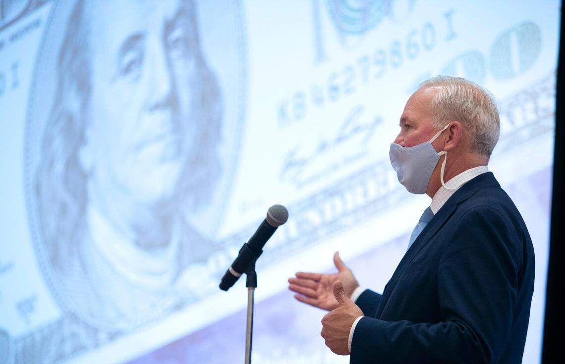 David Routh, Vice Chancellor for University Development addresses the UNC Board of Trustees meeting on Thursday, September 24, 2020 at the Carolina Inn in Chapel Hill, N.C.