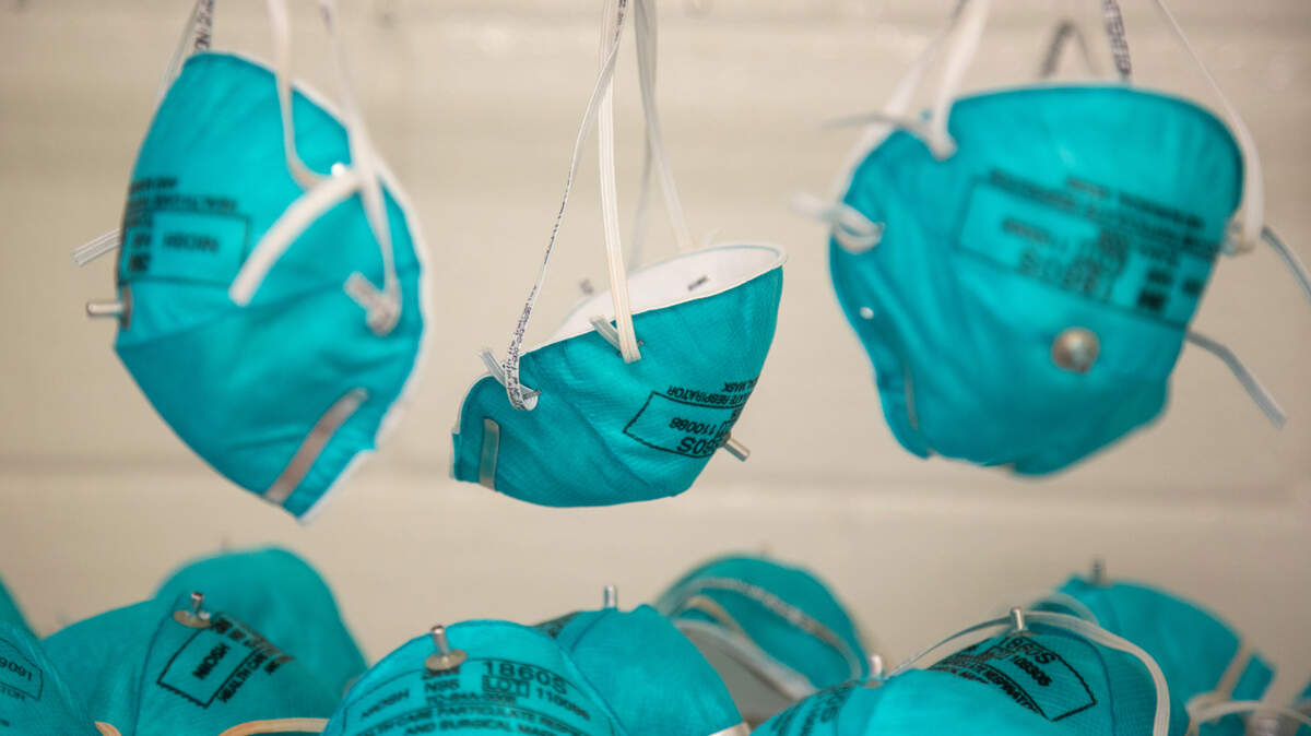 Decontaminated N95 masks at Duke University Hospital. The state has accused a New Jersey company of price gouging when it tried to sell masks like these to Duke, UNC, the American Red Cross and a state agency in March.