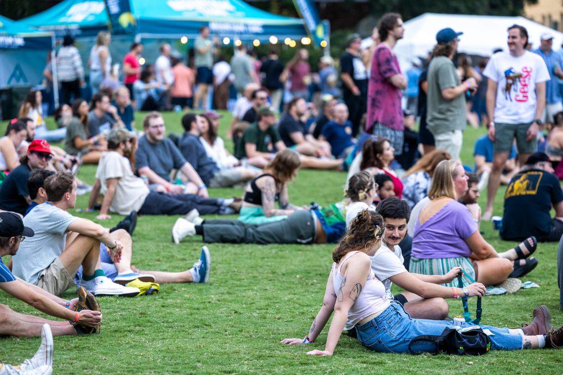 Concert-goers watch Chicano Batman perform at Moore Square in Raleigh during the Hopscotch Music Festival on Friday, Sept. 6, 2024.
