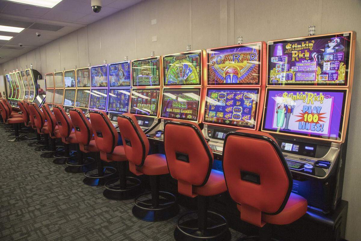 Rows of new machines at Catawba Two Kings Casino on Thursday, July 1, 2021.