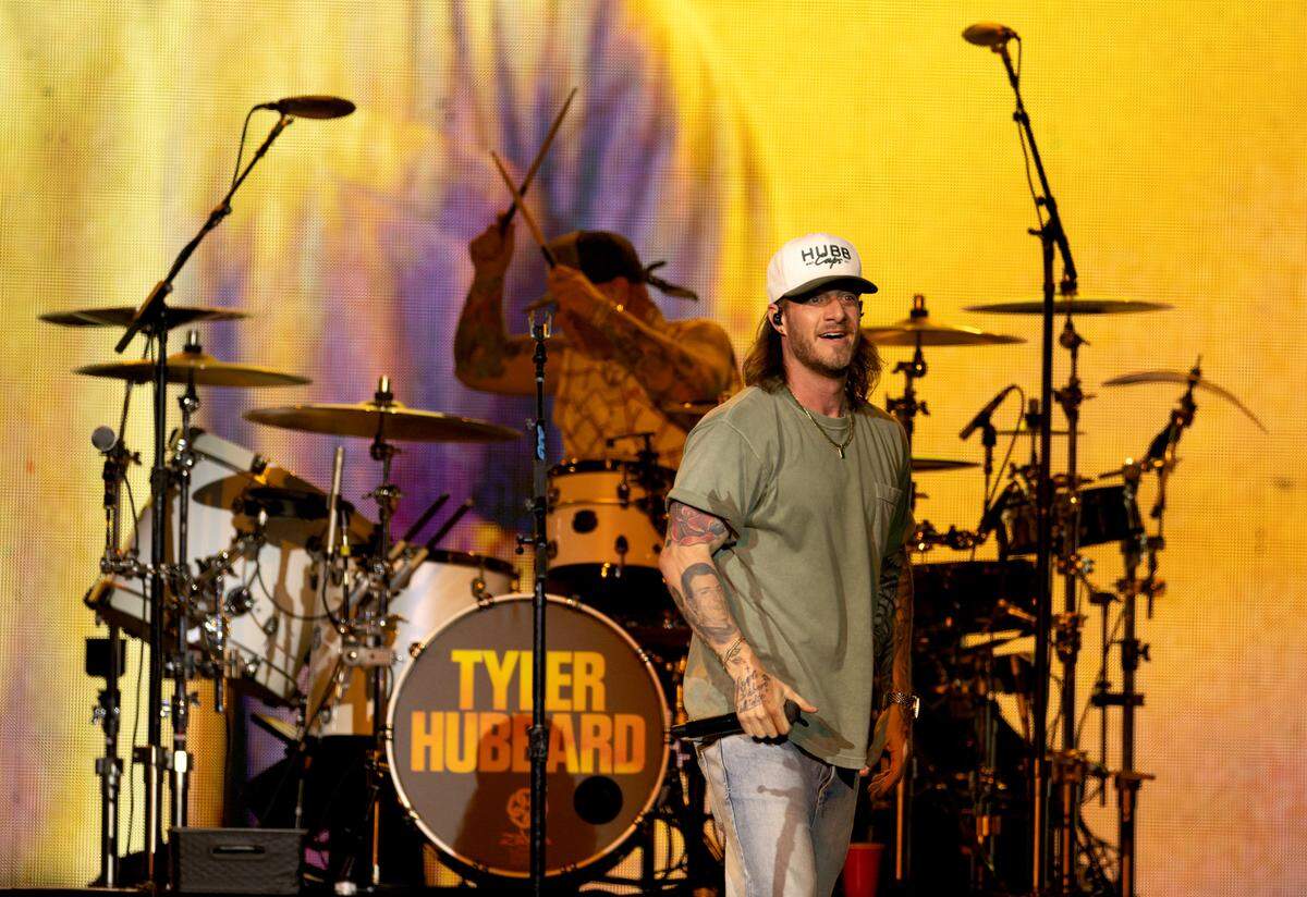 Tyler Hubbard opens for Kane Brown on the “In The Air Tour” to Raleigh, N.C.’s PNC Arena, Friday night, June 7, 2024.