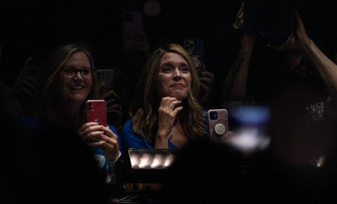 Adoring fans crowd the stage as New Kids on the Block play in concert on the “Mixtape 2022 Tour” at Raleigh, N.C.’s PNC Arena, Friday night, July 22, 2022.
