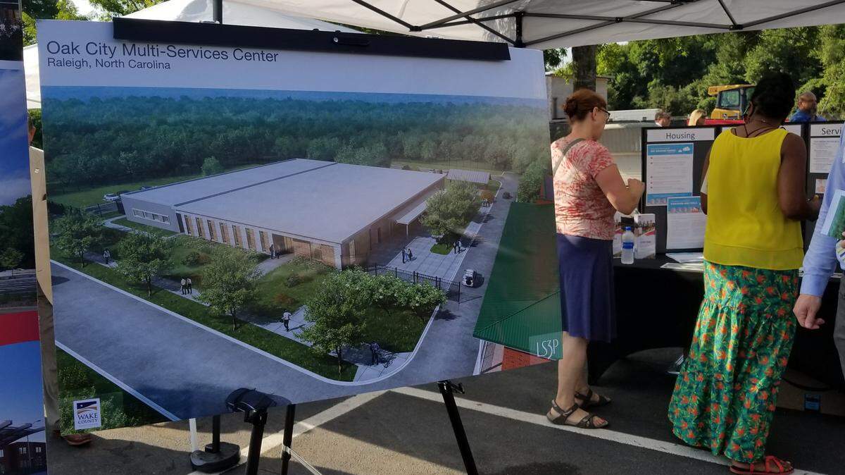 An architectural rendering of the Oak City Center is shown at the groundbreaking event held Wednesday.