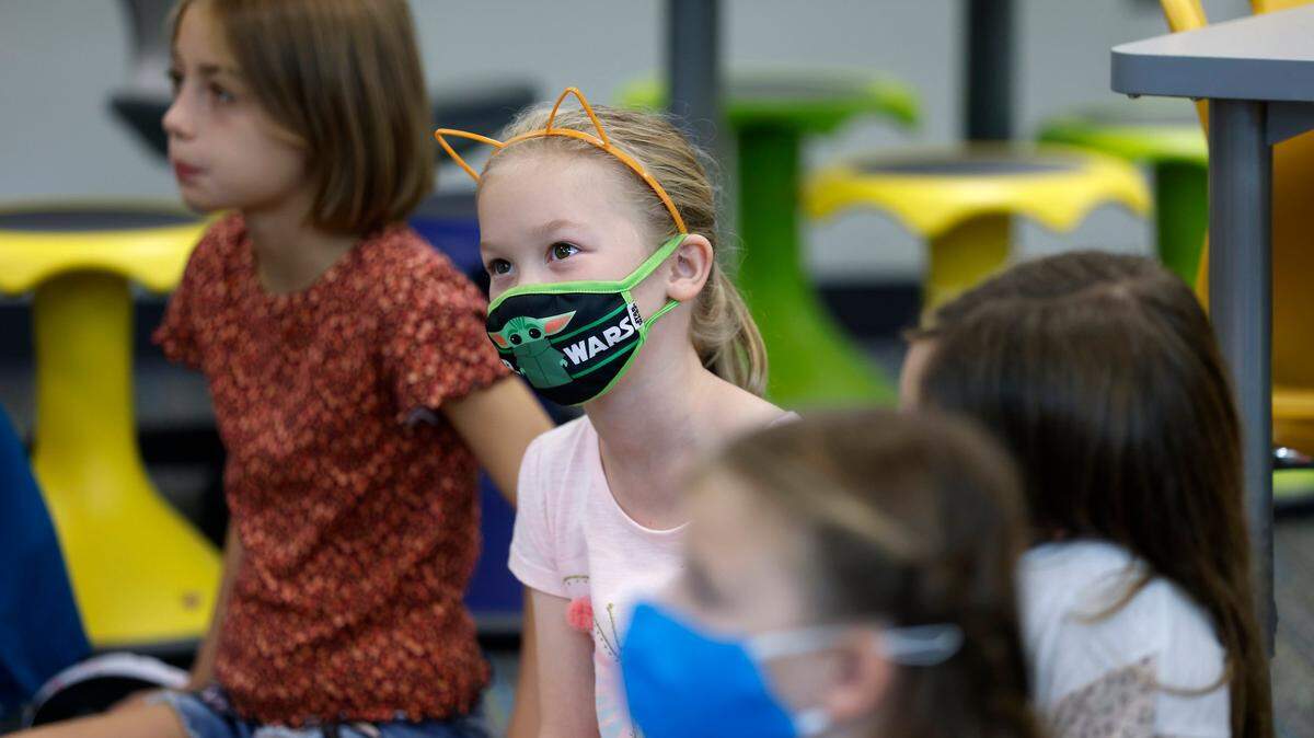 Students listen in a third grade class on the first day of school at Apex Friendship Elementary School on Monday, Aug. 29, 2022, in Apex, N.C.