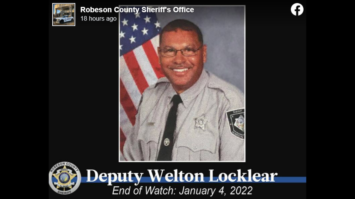 Welton Locklear was on the Robeson County force for 28 years, officials said.