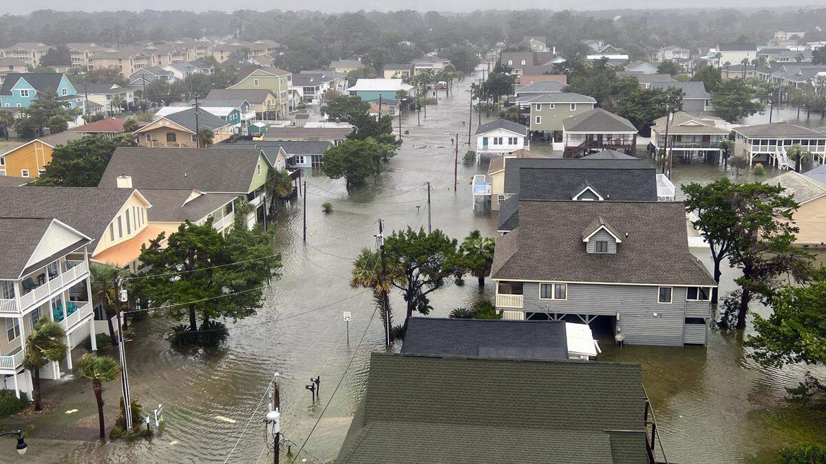 North Myrtle Beach streets were flooded after Hurricane Ian brought several feet of storm surge to the low-lying city.