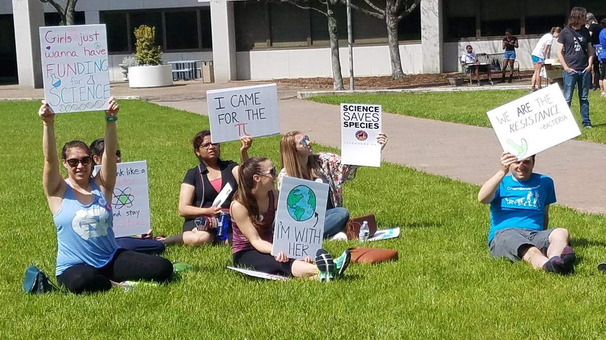 Attendees let their signs speak for them at Saturday's March for Science Rally in Raleigh.