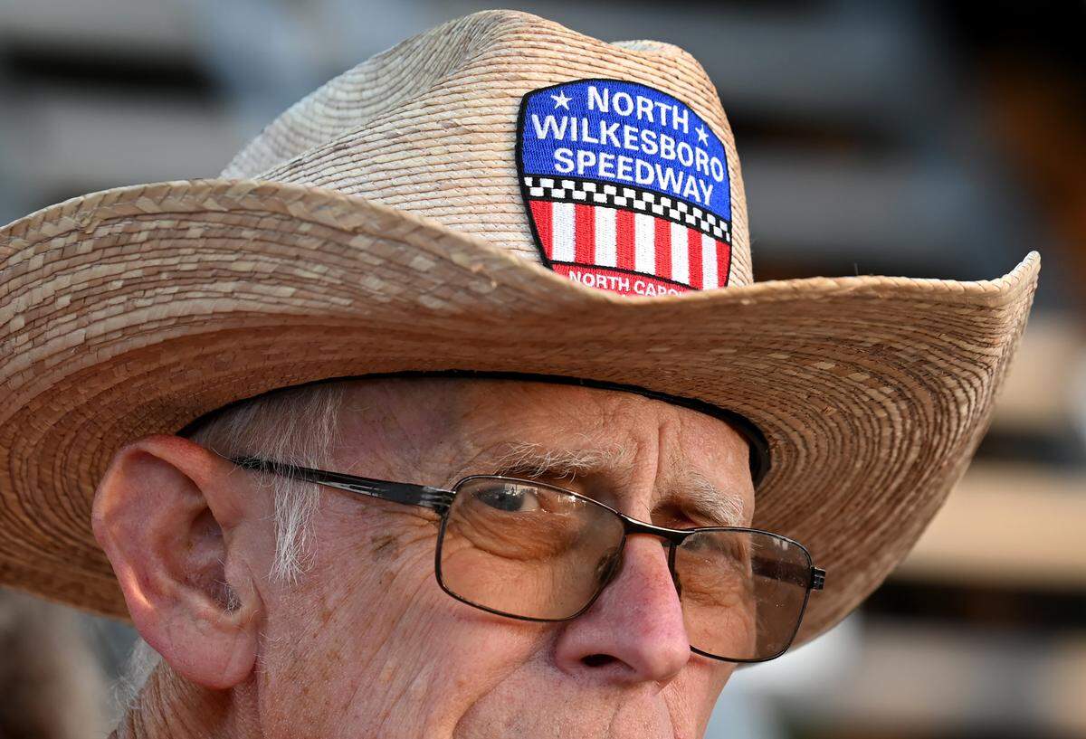 Butch Handy sported his hand made cowboy hat with the North Wilkesboro Speedway logo on Wednesday, May 10, 2023. The speedway will host the NASCAR All-Star race on Sunday, May 21, 2023. The last race ran at the speedway was in 1996.