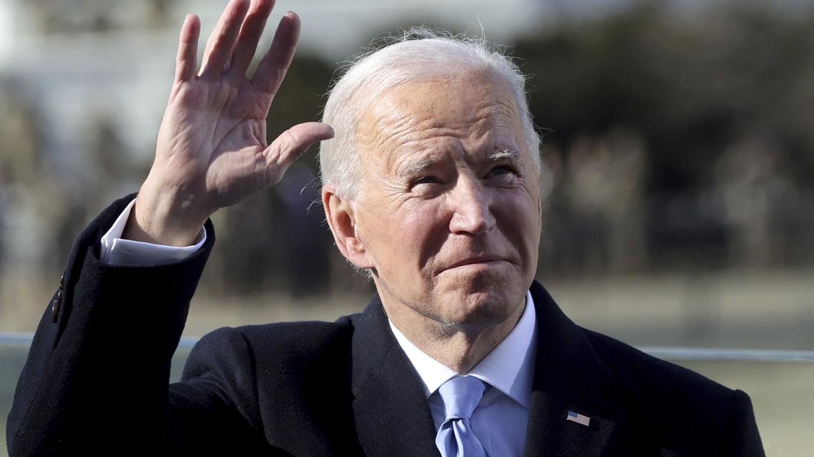 President Joe Biden waves after being sworn in as the 46th President of the United States, on the West Front of the U.S. Capitol in Washington, U.S., January 20, 2021.