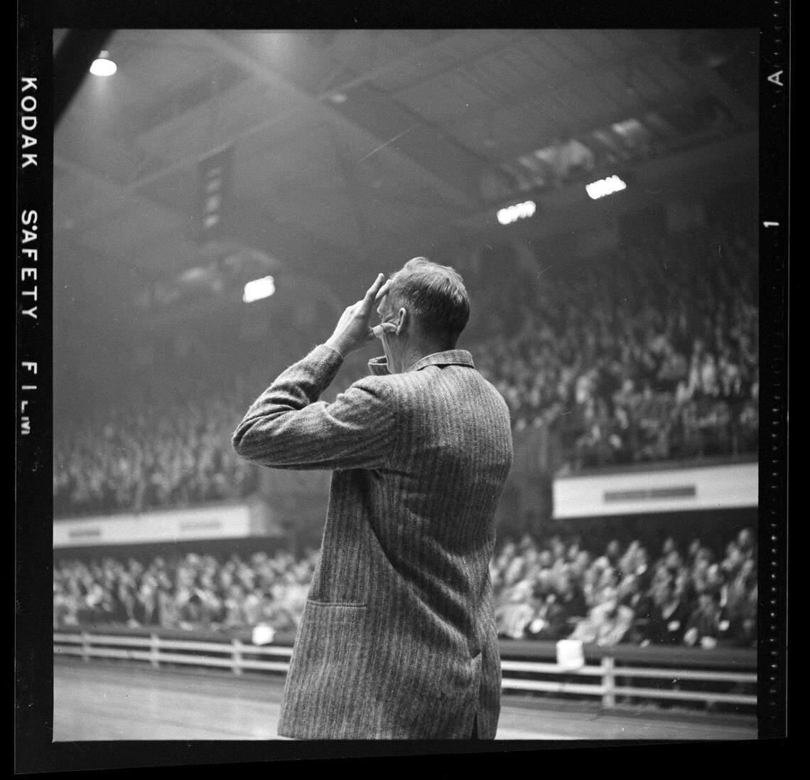 Wake Forest coach Bones McKinney during 1957 ACC Tournament