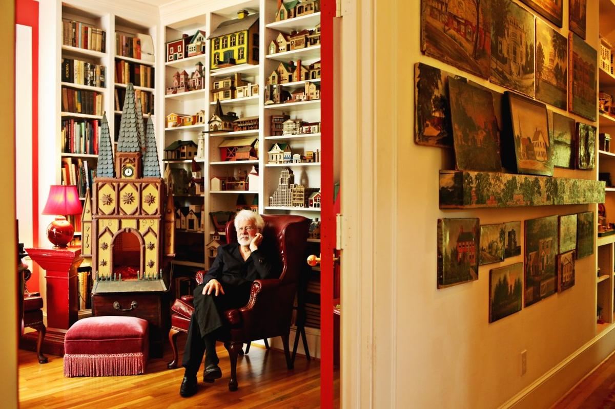 Steven Burke and his husband, Randy Campbell, have found fame with 1,200 miniature American Folk Art Buildings many of which are displayed throughout their Hillsborough home.
