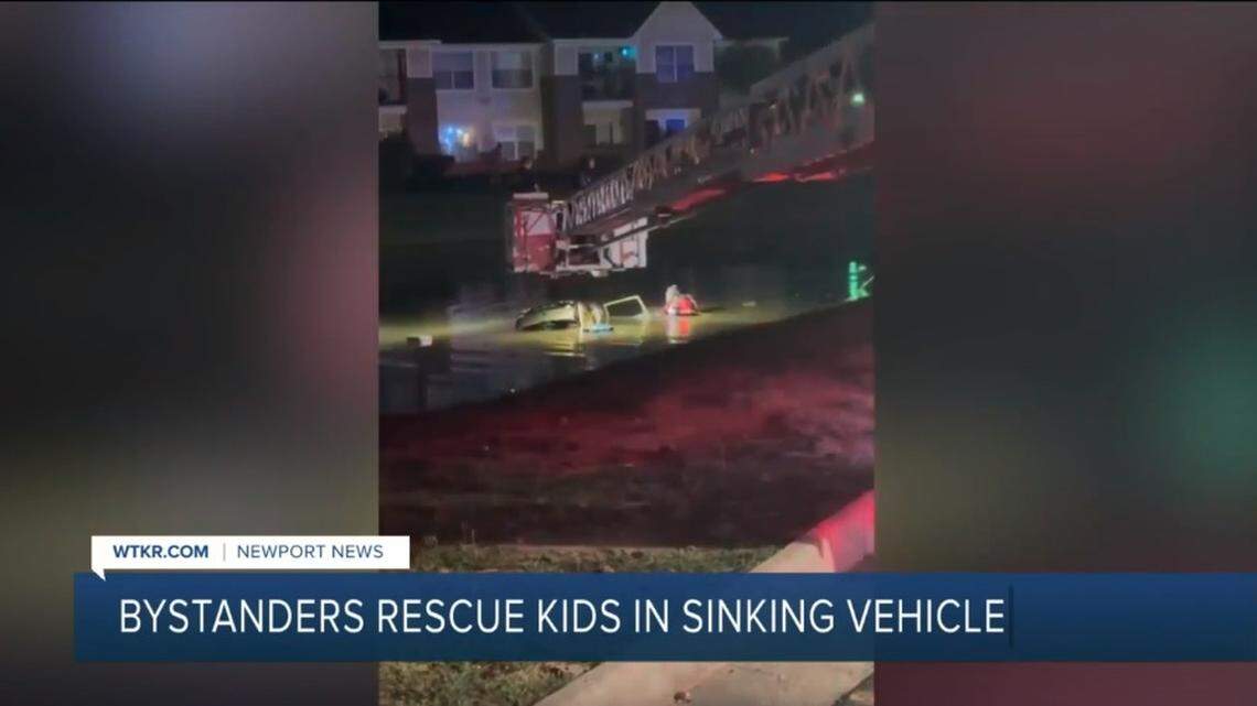 Three boys were rescued from a sinking car after their mom was accused of driving into a retention pond in Newport News, Virginia cops say.