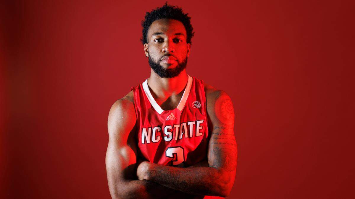 N.C. State’s Dontrez Styles poses for a portrait during the Wolfpack men’s basketball media day on Thursday, Sept. 19, 2024, in Raleigh, N.C.