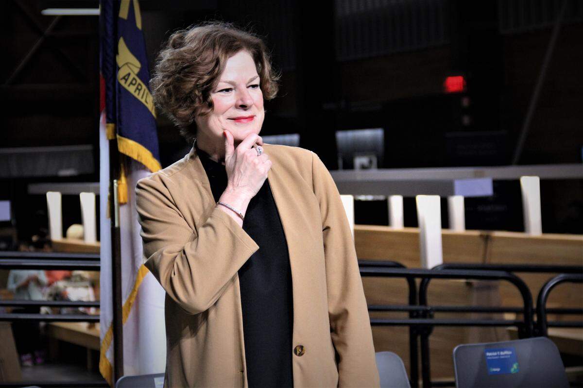 New Raleigh Mayor Mary-Ann Baldwin looks over the audience after speaking at the swearing-in ceremony for the City Council at Raleigh Union Station on Monday, Dec. 2, 2019.