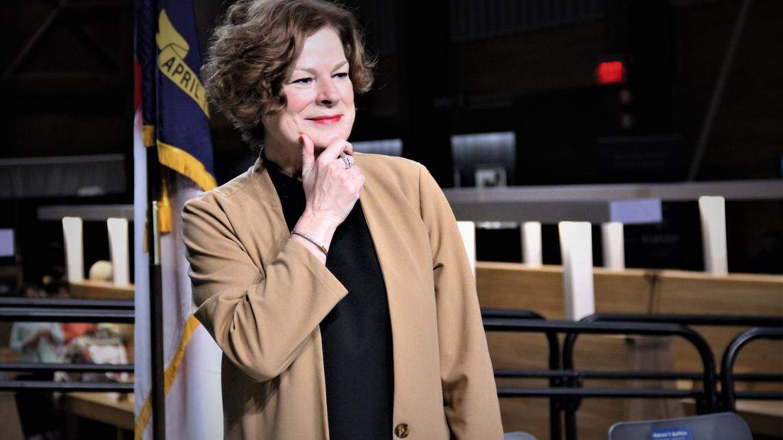New Raleigh Mayor Mary-Ann Baldwin looks over the audience after speaking at the swearing-in ceremony for the City Council at Raleigh Union Station on Monday, Dec. 2, 2019.