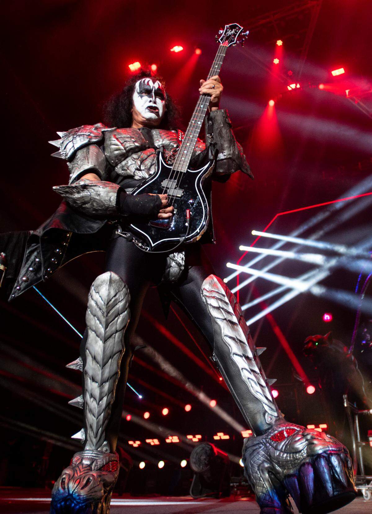 Gene Simmons and KISS bring the End of the Road World Tour to Raleigh, N.C.’s Coastal Credit Union Music Park at Walnut Creek, Tuesday night, May 17, 2022.