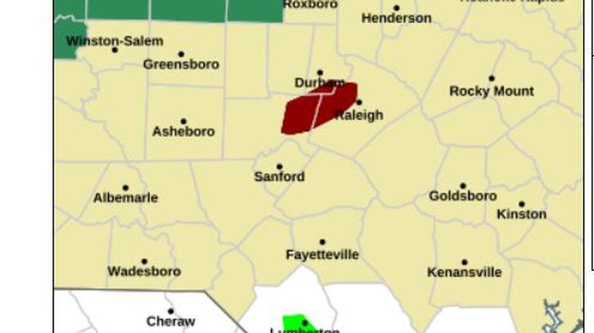 This map shows the area covered by a National Weather Service flash flood warning Tuesday morning.