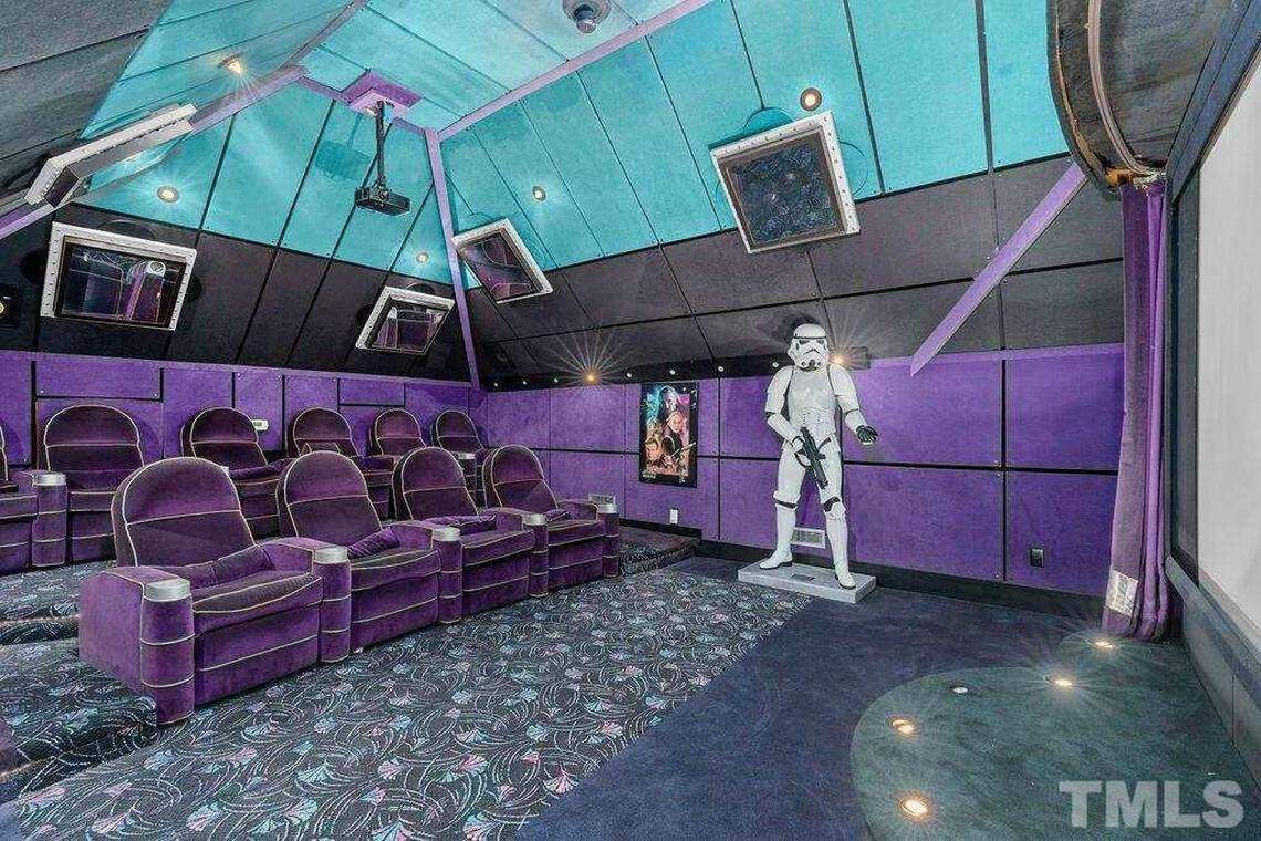 A home in north Raleigh owned by singer Shirley Caesar is on the market for $1.5 million and is receiving much attention for its Star Wars-themed home theatre.